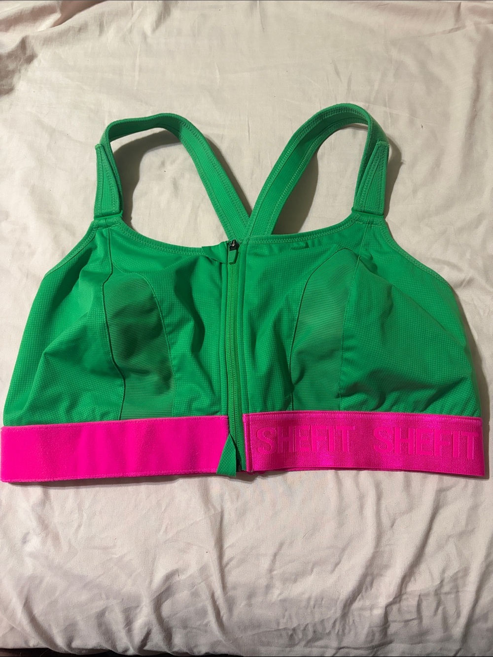 SHEFIT Ultimate Sports Bra Kelly Green High Impact Front Zip NWOT Size 5Luxe - Picture 3 of 11